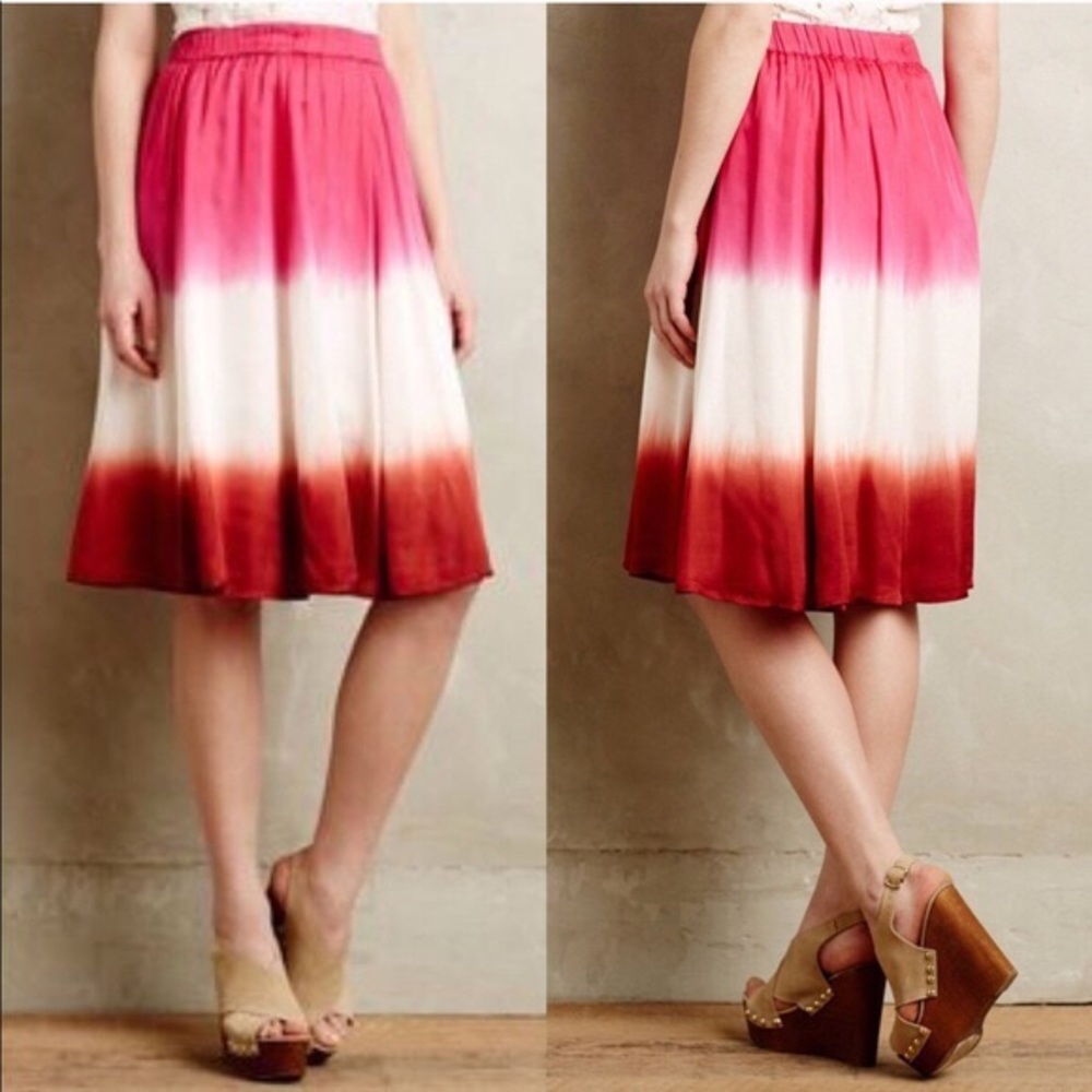 Anthro Meave Levana pink Ombré skirt w/ pockets S